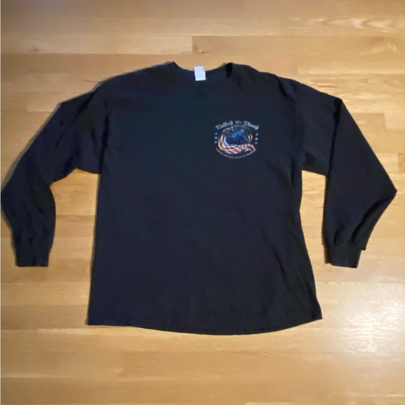 Vintage Mens United We Stand 9 11 Black Long Sleeve Crew Neck Tee Shirt / Size L - Picture 4 of 8